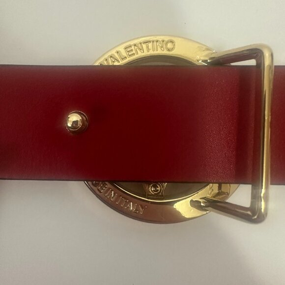 Valentino by Mario Valentino Red Textured Leather Belt Size Medium - Picture 6 of 7